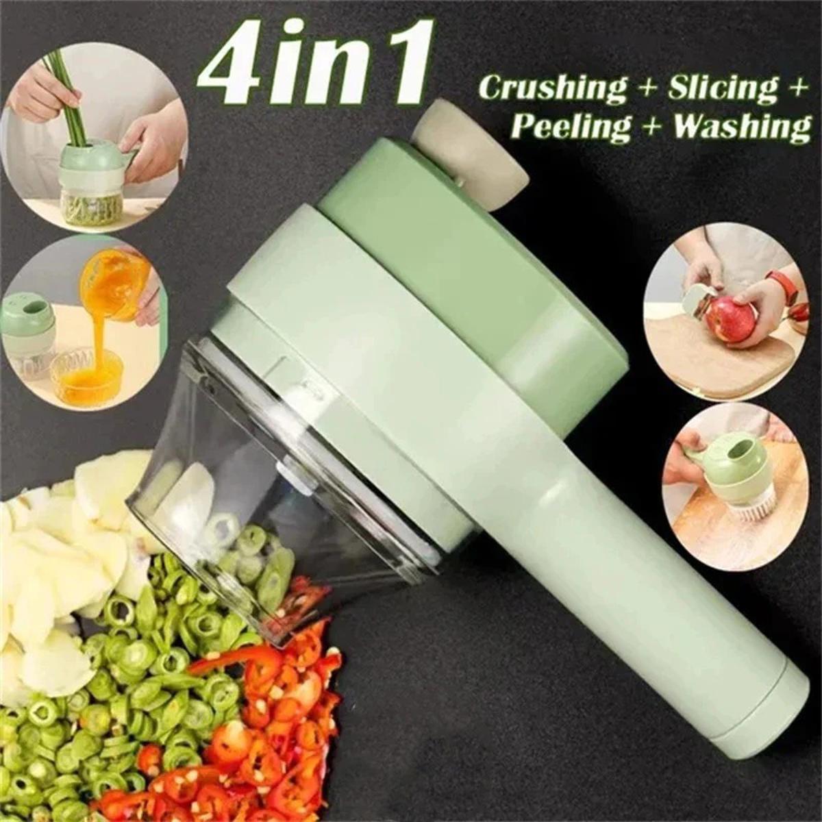 Rechargeable 4-in-1 Electric Vegetable Cutter | ریچارج ایبل 4-ان-1 الیکٹرک ویجیٹیبل کٹر